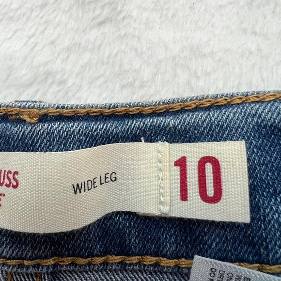 Levi Strauss Signature Girl's Wide Leg Denim Jeans Sz 10 2-Way Adjustable Waist - Picture 4 of 7